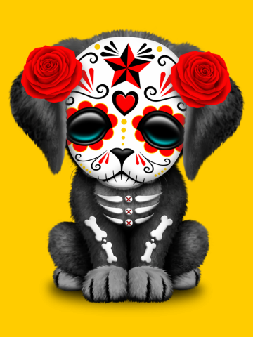 Cute Red Day of the Dead Puppy Dog