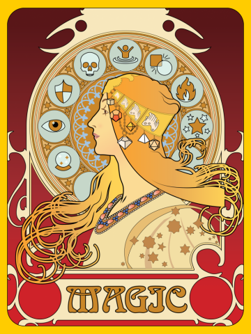D&D Art Nouveau Schools of Magic Necromany Conjuration Enchantment