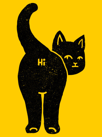 Hello Cat Butt Minimalist Black