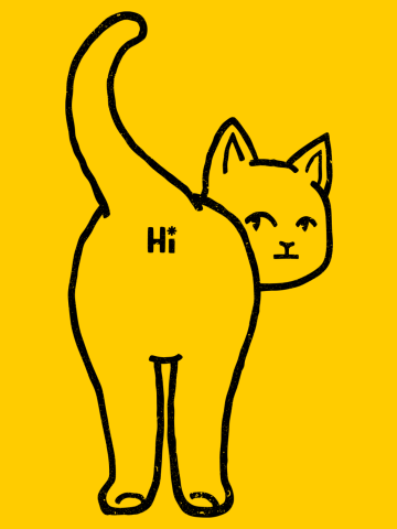 Hello Cat Butt Minimalist Line