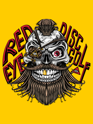 Red Eye Disc Golf Pirate (Gold Background)