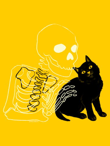 Skeleton and Kitten