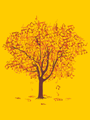 Tree Musical Notes Autumn Song