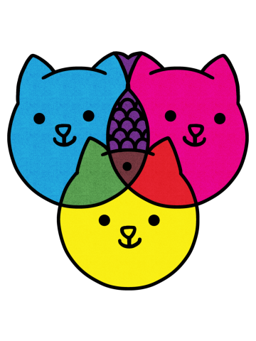 3 CMYK Cats & 1 Purple Fish