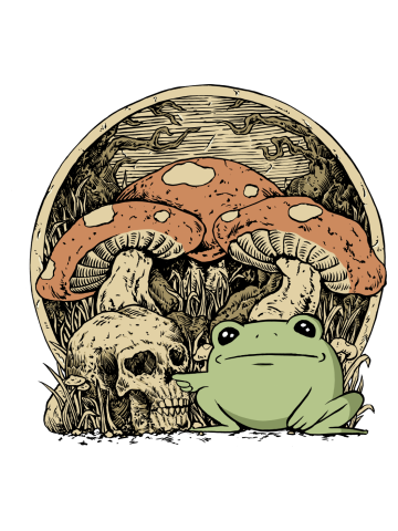 A frog and a skull