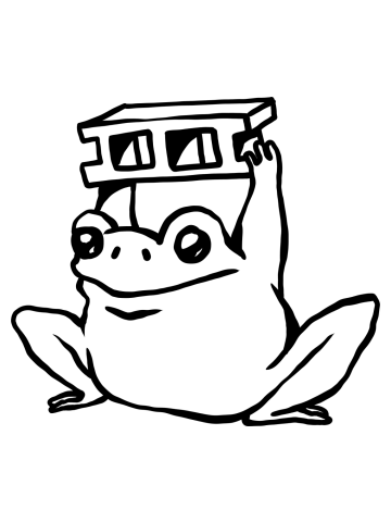 A frog with a brick