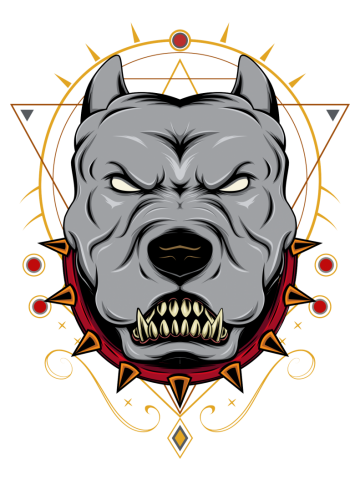 Angry bulldog animal cartoon character.