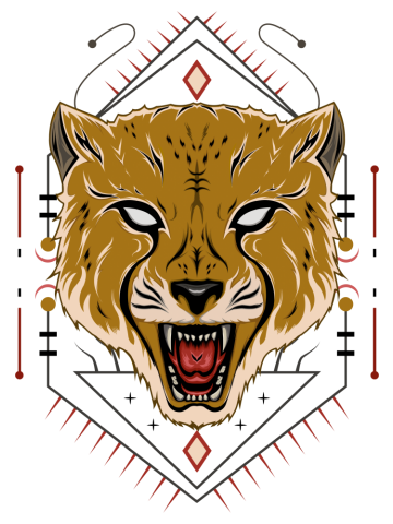 Angry cheetah vector art. cheetah illustration logo. design template for clothing