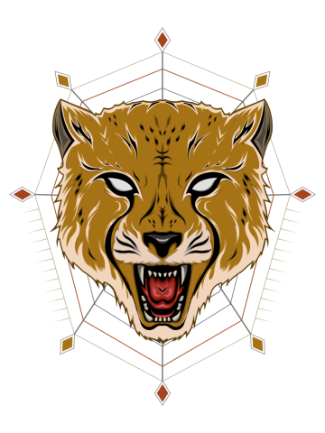 Angry cheetah with roaring face