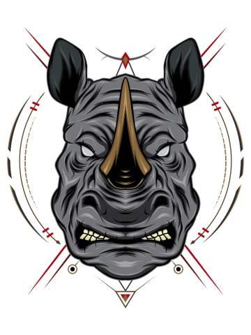 Angry head rhino vector logo. design for apparel and merchandise.