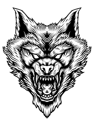 Angry wolf head