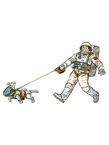 Astronaut Dog Walks Astronaut Human