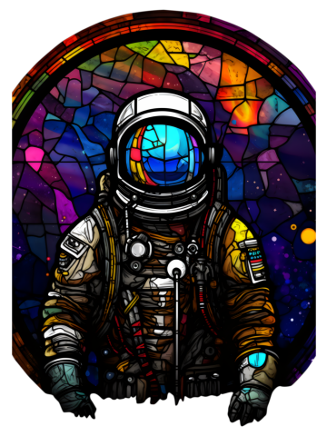 Astronaut Outer Space Man Explorer Vintage Colorful Universe