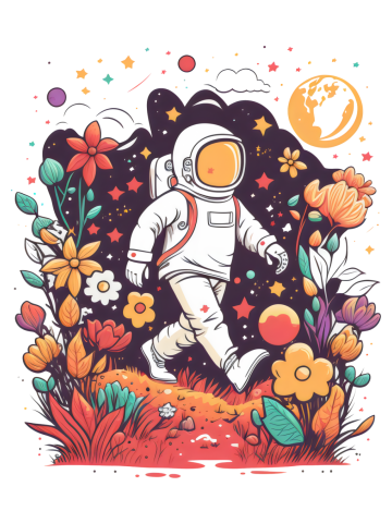 Astronaut Space Science Colorful Spaceman Explorer Cute Nerd