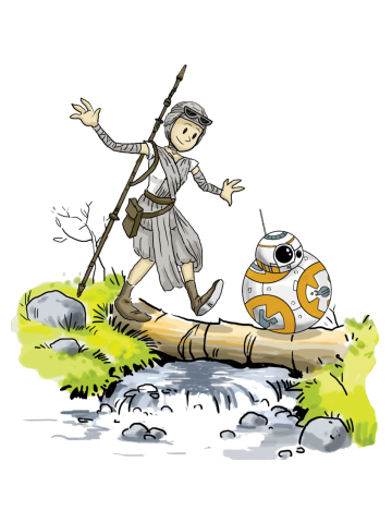 BB8 and Rey / Calvin and Hobbes Crossover