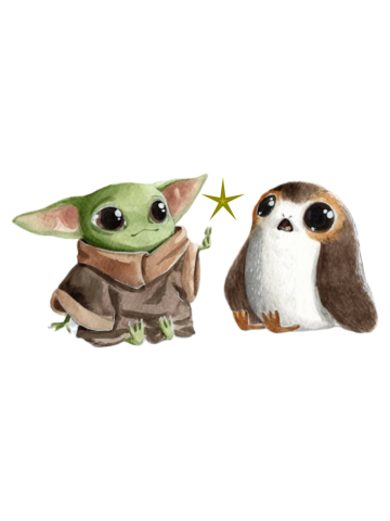 Baby Yoda and Pog Cute