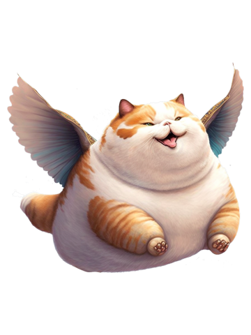 Big and happy flying Cat