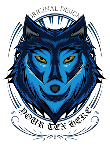 Blue wolf vector, wolves, head wolf illustration, dark wolf angry, for t shirt, wall decoration.