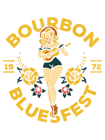 Bourbon Blues Fest 1972: Vintage Pinup Girl w/ Guitar
