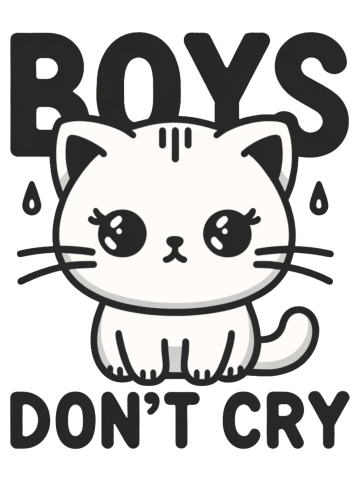 Boys Don't Cry Pouty Cat T-Shirt | Cute Feline Humor