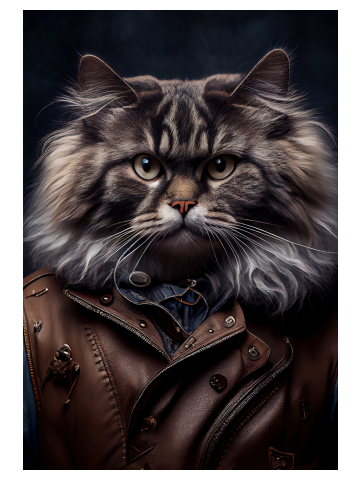 British Longhair wears a leather jacket Cat Breed Portrait