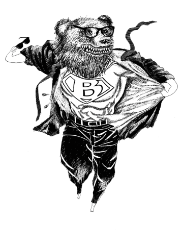 Brown, Black, Grizzly Bear Super Hero!