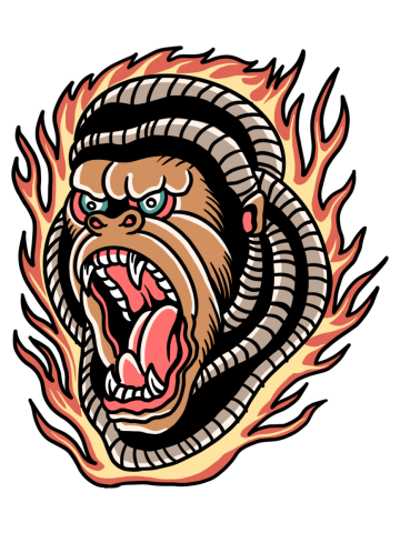 Burning gorilla