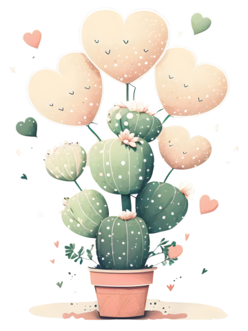 Cactus Cute Heart Desert Succulents Lover Plant Vegan Vibes