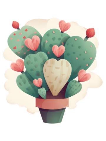 Cactus Cute Heart Desert Succulents Lover Plant Vegan Vibes