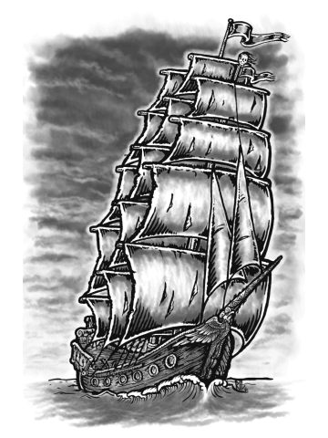 Caleuche Ghost Pirate Ship - Blackline