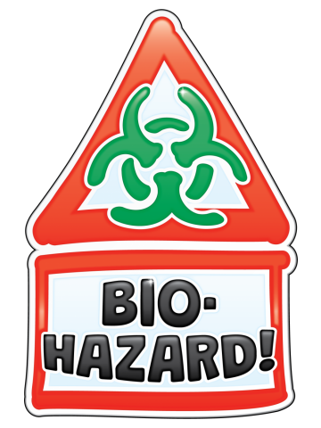 Cartoon Warning Sign - BIOHAZARD – red