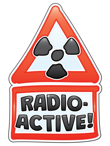 Cartoon Warning Sign - RADIOACTIVE – red