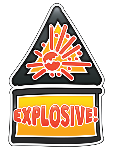 Cartoon Warning Sign – EXPLOSIVE - black