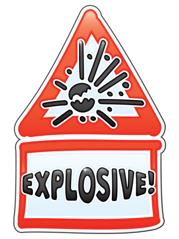Cartoon Warning Sign – EXPLOSIVE - red