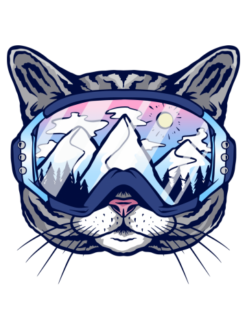Cat Ski Goggles - Snowboarding Kitty