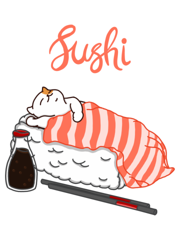 Cat Sleeping on Sushi