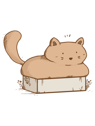 Cat in a cardboard illustration