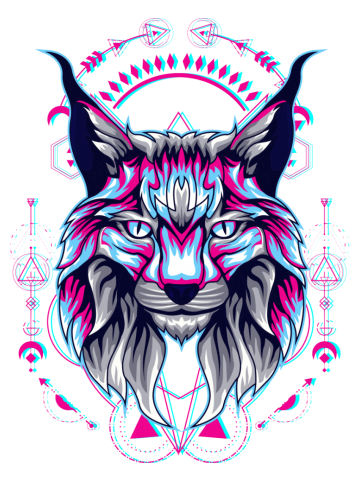 Cat lover head face retro glitch