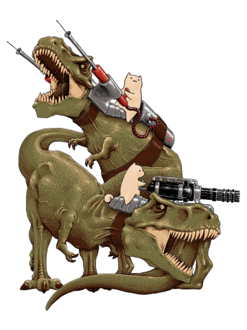 Cats Riding T-Rexs!