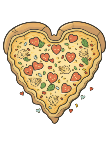 Cheese Pizza Italian Love Heart Food Slice Party Eating Cook