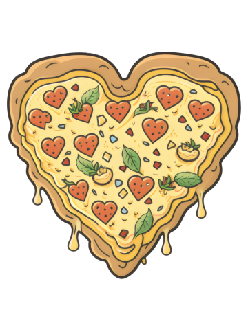 Cheese Pizza Italian Love Heart Food Slice Party Eating Cook