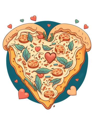 Cheese Pizza Italian Love Heart Food Slice Party Eating Cook