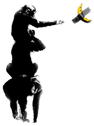 Chimpanzee and Banana Taped