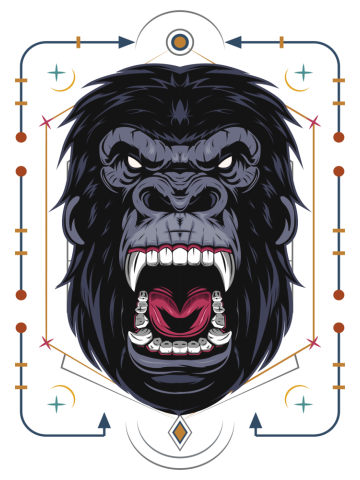 Clothing design template. angry gorilla vector illustration.