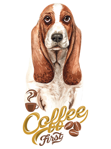 Coffee first lazy hound dog black and colors tshirt-clothing