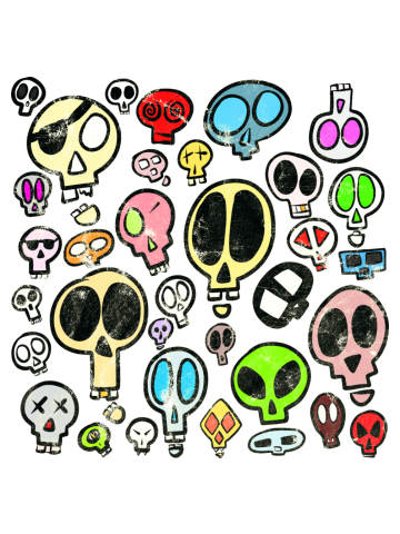 Collection of Colourful Cartoon Skulls