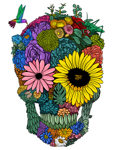 Color Flower Skull