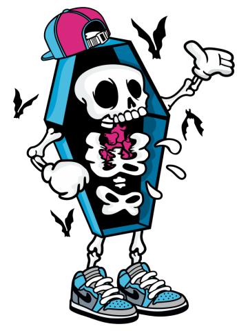 Comic - Coffin Swag Skull - bright
