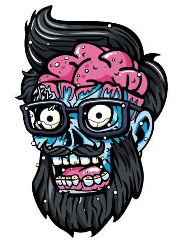Comic - Zombie Beard Brain - dark