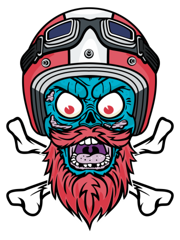 Comic - Zombie Beard Racer - bright